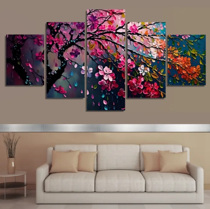 5Pcs In 1 Set Wall Canvas Art – Ready to Hang for Living Room or Bedroom